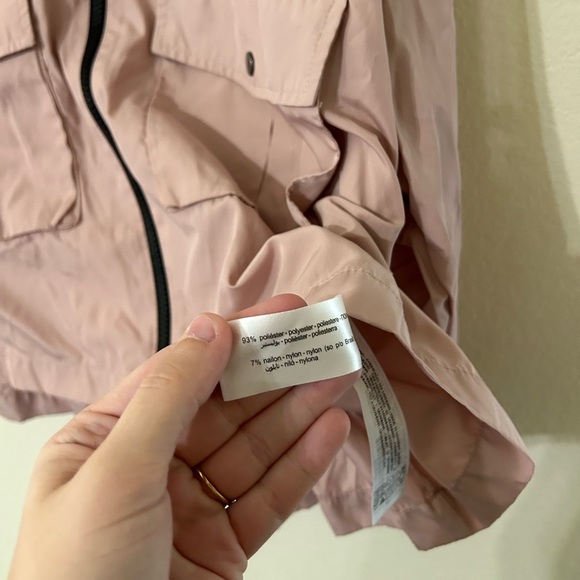 Zara Women's Dusty Pink Size Medium Hooded Zip Up Jacket Outdoor Adjustable Tie - Picture 8 of 12